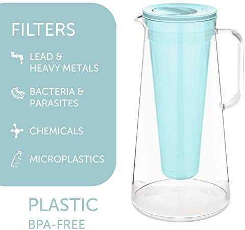 LifeStraw Home Water Filter Pitcher, Tested to Protect Against Bacteria, Parasites, Microplastics, Lead, Mercury, and a Variety of Chemicals