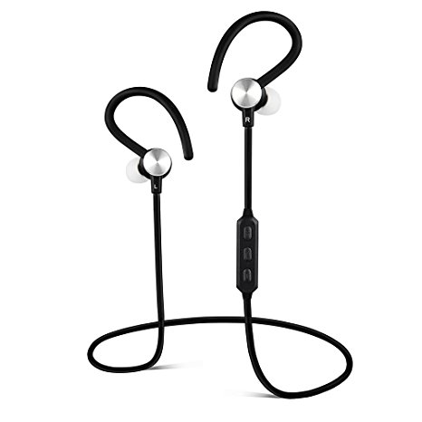 Lecmal Headphones, Wireless Bluetooth Earphones with Micro Phone Noise Cancelling, S9 Sport Ear Hook/Exercise/Hiking Sports/Running/Sweatproof, Suitable for iOS and Android Devices - (Black)