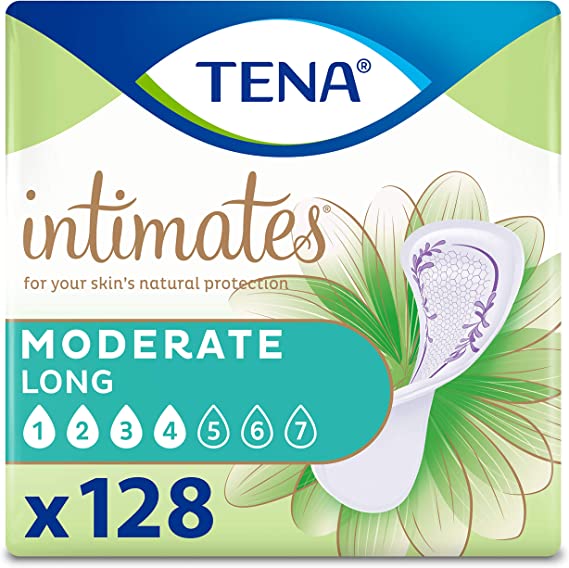 TENA Intimates Moderate Thin Incontinence/Bladder Control Pad, Long Length, 128 Count (Packaging May Vary)