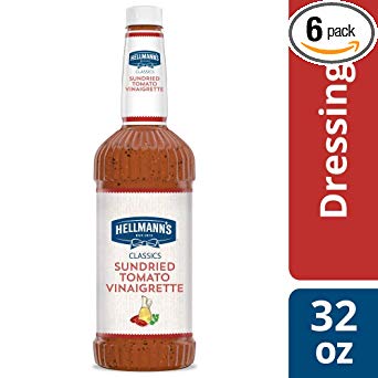 Hellmann's Classics Sundried Tomato Vinaigrette Salad Dressing Salad Bar Bottles Gluten Free, No Artificial Colors or High Fructose Corn Syrup, 32 oz, Pack of 6