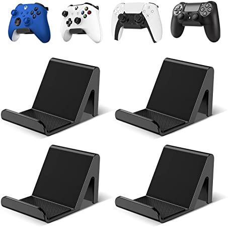 4 Pack Controller Holder Stand Built in Anti-Slip Pads for PS5 PS4 Xbox One Switch Pro Gamepad Controller Wall Mount 3M Adhesive/Screws, Universal Controller Accessories