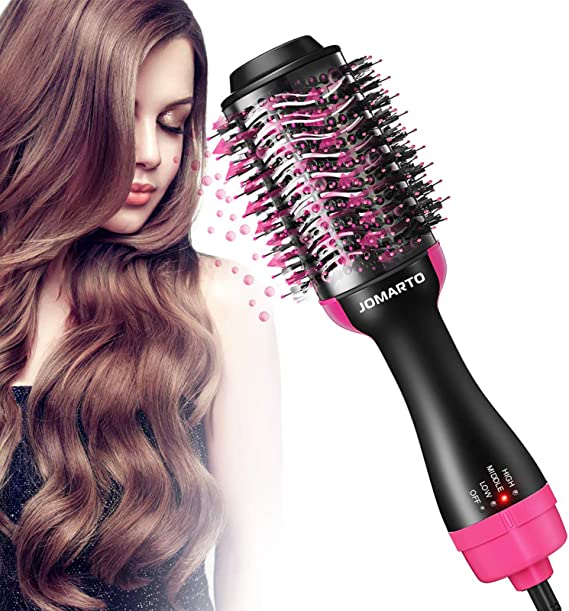 Blow Dryer Brush, JOMARTO Hot Air Brush Hair Dryer Styler One Step & Volumizer 4 in 1 Brush Blow Dryer Styler for Rotating Straightening, Curling, Salon Negative Ion Ceramic Hair Dryer Brush …