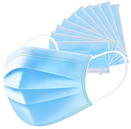 50PCS Disposable 3-Ply with Earloops Protective Dust, Blue