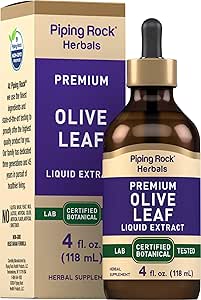 Piping Rock Olive Leaf Extract Liquid Tincture | 4 Fl Oz | Alcohol Free, Vegetarian | Non-GMO, Gluten Free