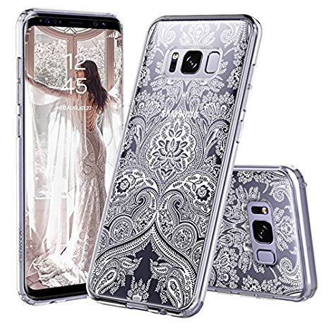 Galaxy S8 Case, Galaxy S8 Cover, MOSNOVO Damask Henna Mandala Lace Pattern Clear Design Transparent Plastic Hard Back Case with TPU Bumper Protective Case Cover for Samsung Galaxy S8