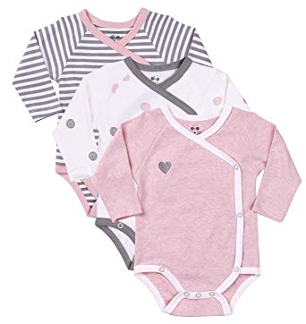Asher & Olivia Baby Kimono Side Snap Onesies 3 Pc Girl Long Sleeve Bodysuit Set