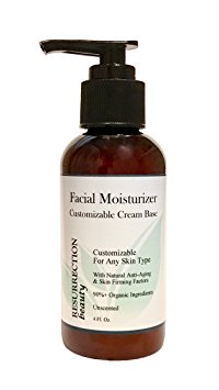 Facial Moisturizer, Unscented Cream Base, 90%+ Organic, 4 oz.