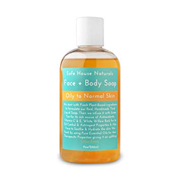 Safe House Naturals Vegan Face & Body Wash Green Tea Antioxidant Cleanser For Bright Radiant Skin (9oz)