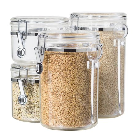 Oggi 5355 4-Piece Locking Acrylic Canister Set with Spoons