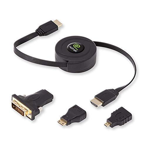 ReTrak ETCABLEHDM Retractable Standard Cable with Mini/Micro HDMI and DVI Adapters
