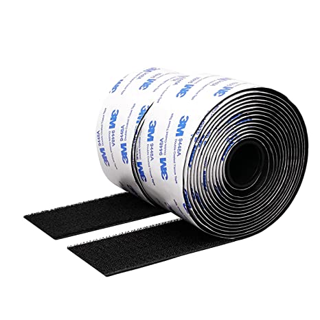 Hook and Loop Tape 2in x 10ft self Adhesive Sticky Back Interlocking Nylon Fabric Fastener Heavy Duty Adhesion Strip Tape reclosable Black