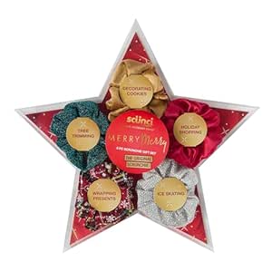 Scunci by Conair 5pk Christmas Scrunchie Star Gift Box - hair accessories for women - gifts for teen girls - hair ties - holiday gifts - scrunchies