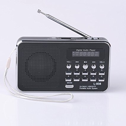 Mfine Portable Mini USB FM Radio Speaker Music Player TF Card For PC iPod Phone (938 Black)
