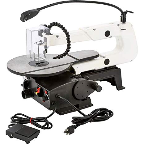 Shop Fox W1872 16" VS Scroll Saw with Foot Switch, LED, Miter Gauge, Rotary Shaft