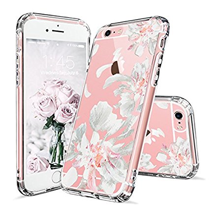 iPhone 6 Case, iPhone 6s Case Clear, MOSNOVO White Floral Flower Petal Pattern Printed Clear Design Transparent Plastic Hard Back with TPU Bumper Gel Protective Cover for Apple iPhone 6 6s (4.7 Inch)