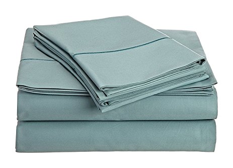 Mayfair Linen Bedding Collection 600 Thread Count Bedspread 100% Egyptian Cotton Sheet Set Sateen Weave Deep Pocket Premium Quality Bedding Set (Queen, Sky Blue)