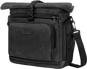 MOSISO Camera Crossbody Shoulder Messenger Bag, DSLR/SLR/Mirrorless Photography Canvas Camera Case with Expandable Roll Top Compartment Compatible with Canon/Nikon/Sony Camera and Lens, Black