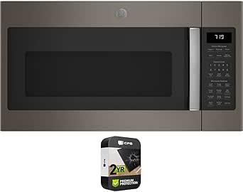 GE JVM7195EKES 1.9 Cu. Ft. Over-the-Range Sensor Microwave Oven Slate Bundle with Premium 2 YR CPS Enhanced Protection Pack