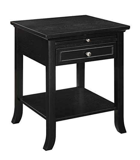 Convenience Concepts American Heritage Logan End Table with Drawer and Slide, Black