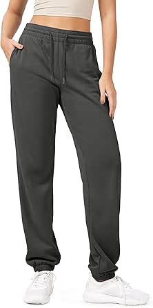 ODODOS Women's Sweatpants Cotton French Terry High Waist Drawstring Casual Lounge Pants with Pockets