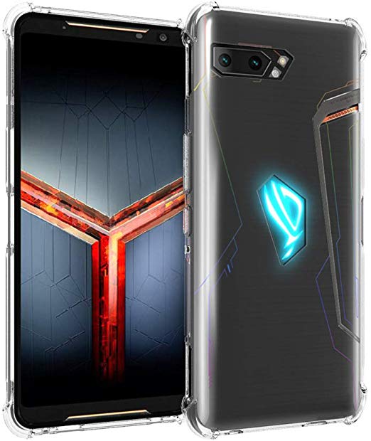 Orzero Soft TPU Case Compatible for ASUS ROG Phone 2 2019 (Not Fit for 1st Gen), Rubber Elastic Airbag Shock Absorbing Body Protection Phone Case -Crystal Clear