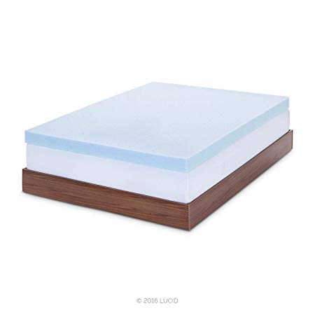 LUCID 4 Inch Gel Memory Foam Mattress Topper - Ventilated for Optimum Temperature -Full