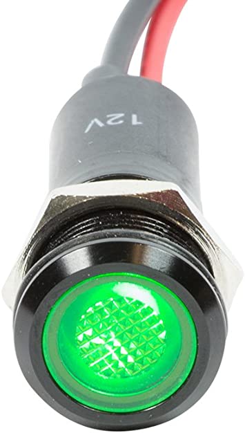 Alpinetech PLB12M 12mm 1/2" 12V DC LED Metal Signal Indicator Pilot Dash Light (Green)