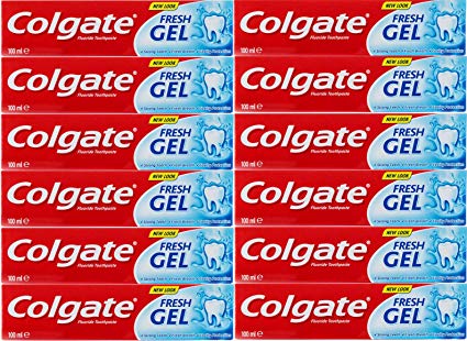 Colgate Fresh Gel Fluoride Toothpaste 100 Milliliter - Pack of 12 Tubes