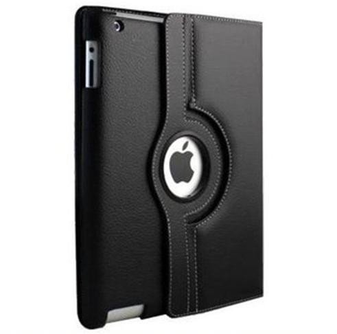 Ctech 360 Degrees Rotating Stand (Black Embossed Flower) Luxury Leather Case for Apple iPad 2 with Smart Cover Wake/Sleep Function