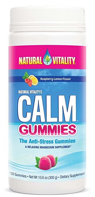 Natural Vitality CALM Gummies the Anti-Stress Gummies, A Relaxing Magnesium Supplement - 120 ct Raspberry Lemon