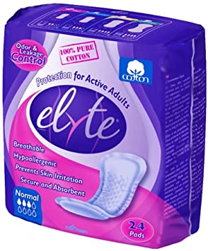 Elyte Cotton Incontinence Pads, Normal, Case/144 (6/24s) by Corman USA