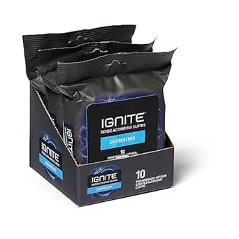 Medline Ignite Mens Body Wet Wipes, Extra Thick 8" x 8" Shower Wipes, Energizing Scent, 10 Count (Pack of 3)