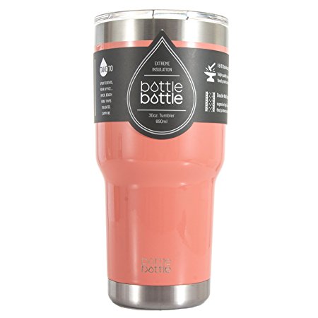 Bottlebottle 30 oz Insulated Tumbler Cup Stainless Steel Travel Coffee Mug, Light Coral Pink