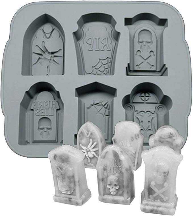 Silicone Ice Cube Trays Halloween RIP Gravestone Mold for Ice, Candy, Cake, Soap