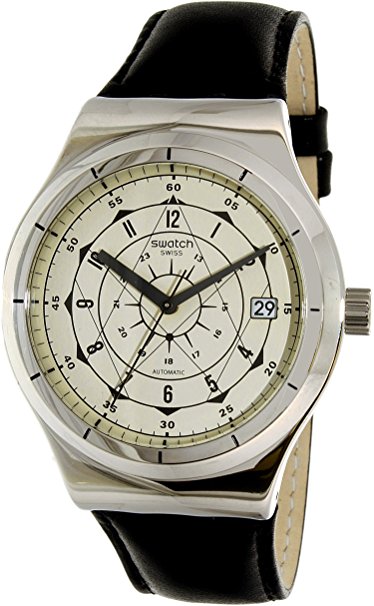 Swatch Men's Sistem51 Irony YIS402 Silver Leather Swiss Automatic Watch