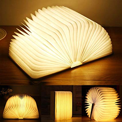 Wooden Folding Book Lamp, Magnetic LED Light, Decorative Lights, Table/Desk Lamp with 880 mAh Rechargeable Battery, Bright Enough for Reading, Ideal for Gift