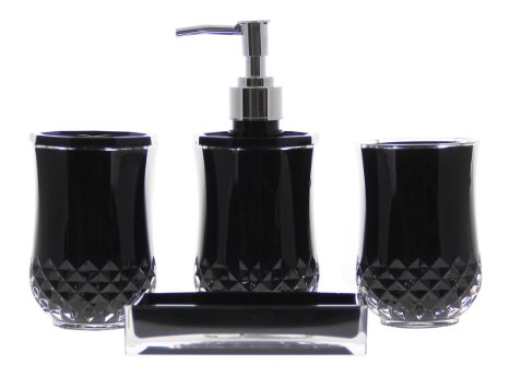 JustNile Acrylic 4-Piece Bathroom Accessory Set - Opaque Black