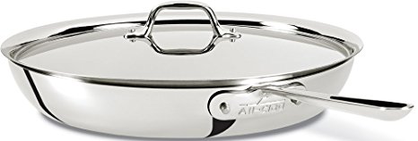 All-Clad 41135 Stainless Steel 3-Ply Bonded Dishwasher Safe French Skillet with Loop and Lid Cookware, 13-Inch, Silver