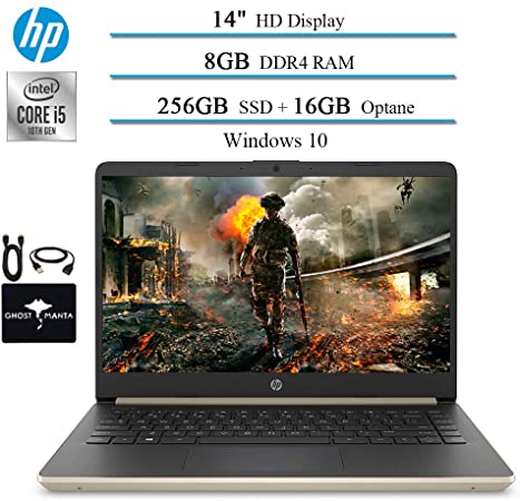 2020 Newest HP Pavilion 14" Laptop Business Computer, 10th Gen Intel 4-Core i5-1035G1 (Beat i7-7600U), 8GB DDR4 RAM, 256GB SSD, WiFi, Bluetooth, HDMI, Windows 10 w/Ghost Manta Accessories