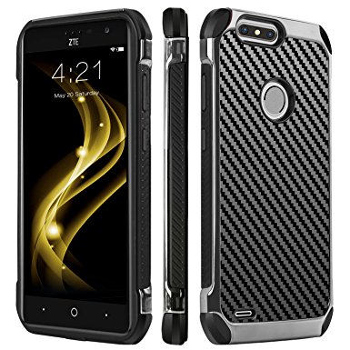 ZTE ZMax Pro 2 Case, ZTE Blade Z Max Case, ZTE Sequoia Case, BENTOBEN Shockproof 2 in 1 Slim Hybrid Hard PC Soft TPU Carbon Fiber Protective Men Phone Cases Cover for ZTE Blade Z Max Pro2 Z982, Black