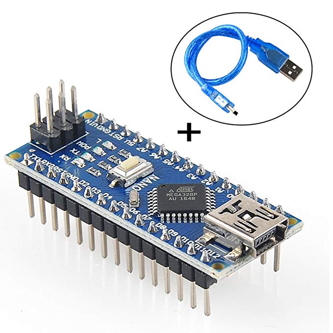 RoboGets Arduino Nano v3 Compatible Microcontroller Develpment Card for Robotic and Electronic, Chip Programming   USB Cable