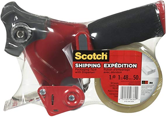 Scotch Shipping Packing Tape, 1.88" x 50m, 1 Roll with Dispenser