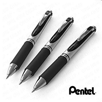 Pentel EnerGel XM BL77 - Retractable Liquid Gel Ink Pen - 0.7mm - 54% Recycled - Black - Pack of 3