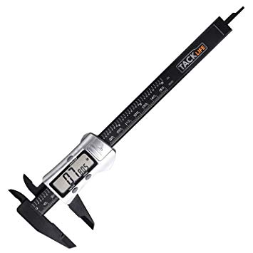 Digital Caliper 150mm 0-6'' Vernier Calipers with Electrice Shock Protection Battery Compartment Extenal/Internal/Depth/Step Measurement,Extra Strong Carbon Fiber Plastic Composites| Tacklife DC03