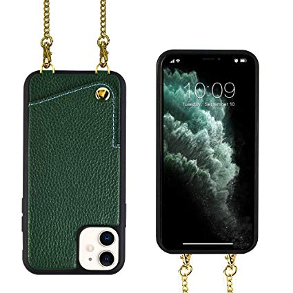 iPhone 11 Crossbody Case, JLFCH iPhone 11 Wallet Case with Card Slot Credit Card Holder Leather Purse Women Girl Cover for Apple iPhone 11, 6.1 inch - Midnight Green