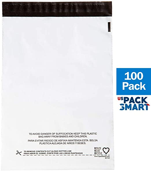 USPACKSMART Poly Mailers Shipping Bags Waterproof Self-Adhesive 100-Pack Opaque Plastic Shipping Bags for Clothing or Mail 10"x13" (818-00)
