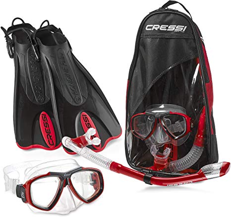 Cressi Made in Italy Palau Short Brisbane Mask Fin Snorkel Set