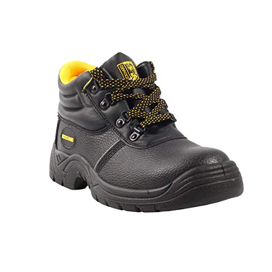Black Steel Toe Work Boots - Oil Slip Electrical Hazard Resistant