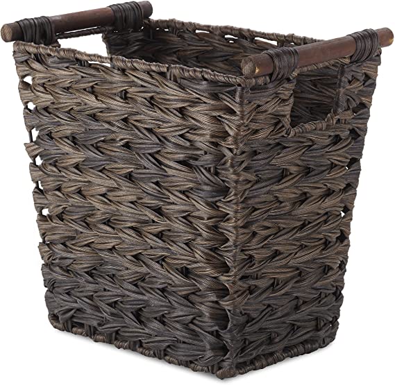 Whitmor Split Rattique Driftwood Brown Waste Basket