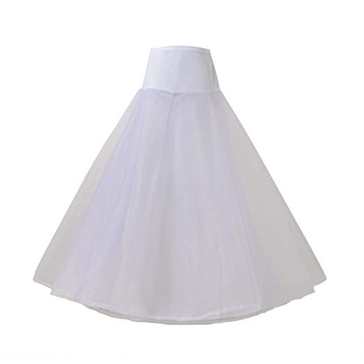 AW Women's A Line Petticoat Tulle Long 1 Hoop Wedding Petticoat Slip Crinoline Underskirt